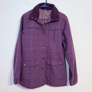 Bizarre women's small vintage purple black check minimalist chore coat jacket